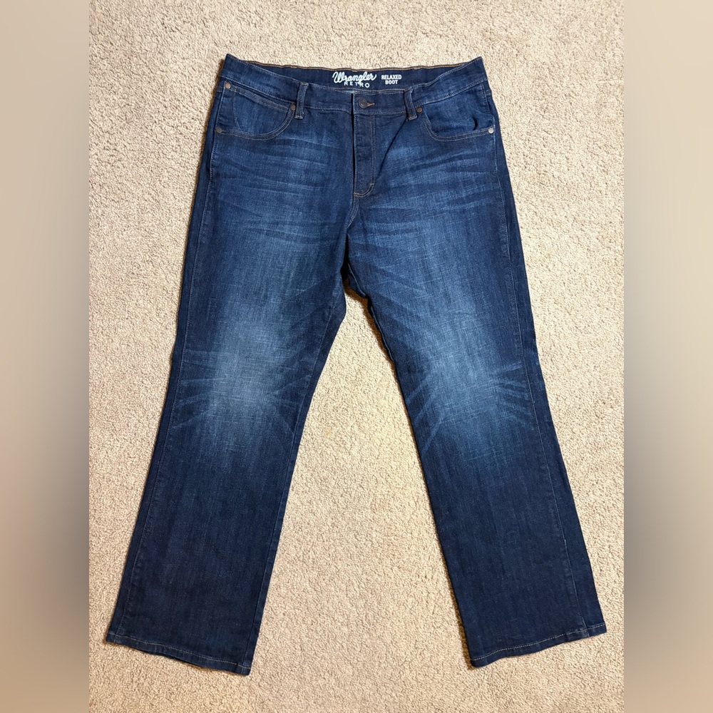Wrangler Retro relaxed boot cut dark wash denim jeans 36 x 32